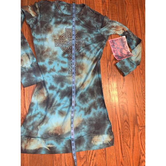 90’s NWT DEADSTOCK TIE DYE STUDDED FESTIVAL DRESS. MALTESE CROSS GRUNGE. - Picture 7 of 9